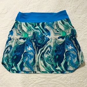 Patagonia Blue Marble Swirl Tech Fishing Active Skort Rivermouth: Radar Blue Med